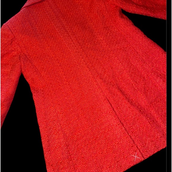 LOFT sz 4 Tweed Rapture Red Coral Double Breasted Blazer Jacket Business Holiday - Picture 15 of 16